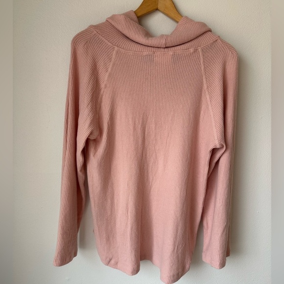 Anthropologie Maeve Womens Pink Ribbed Cowl Neck Sweater Pullover Knit - Picture 7 of 12